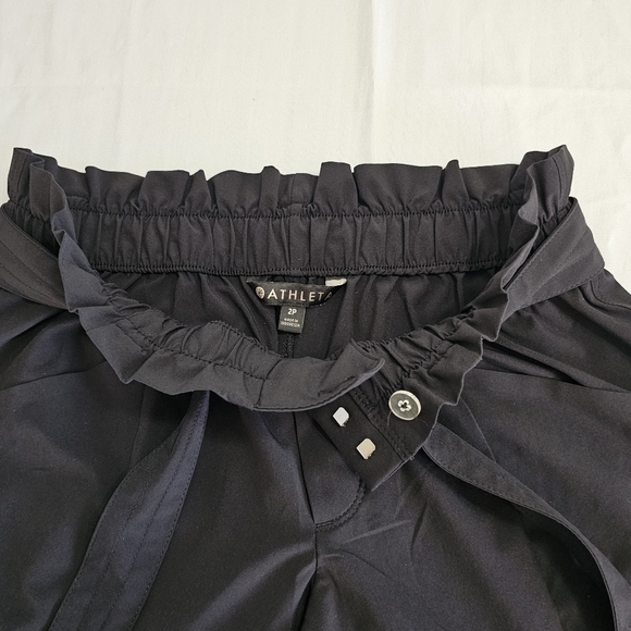 Athleta skyline paper bag waist pants size 2 petite black pants with Belt - Picture 7 of 14